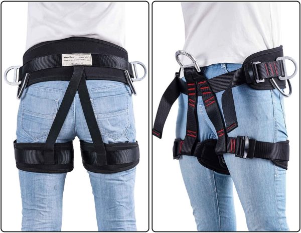 Climbing belts, Thicken Professional Safety Belt with Magnesium Alloy Connection Ring, Climbing Gear for Tree Climbing, Fire Rescue, Rappelling