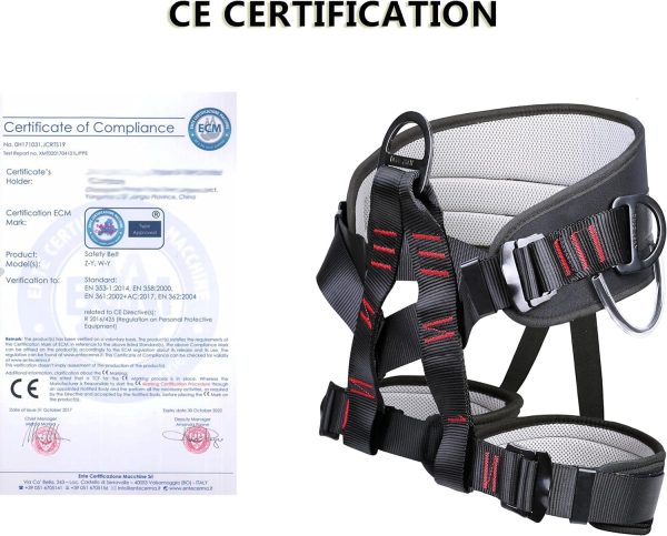 810T3zyuPeL._AC_SL1500 Adjustable Thickness Climbing Harness Half Body Harnesses for Fire Rescuing Caving Rock Climbing Rappelling Tree Protect Waist Safety Belts