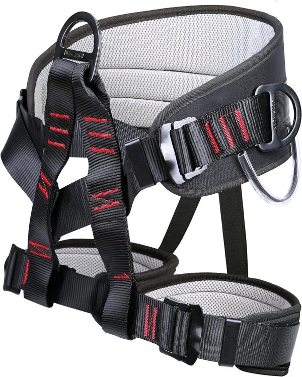 91UXua80_SL._AC_SL1500 Adjustable Thickness Climbing Harness Half Body Harnesses for Fire Rescuing Caving Rock Climbing Rappelling Tree Protect Waist Safety Belts