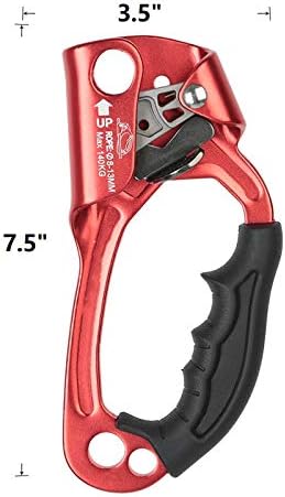 Climbing Hand Ascender Aviation Light Alloy Mountaineering Rock Ergonomic Rappelling Gear Equipment Left Handled Ascender Arborist Tree Climber Rigging