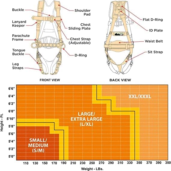 Demon Fall Protection Comfortable Safety Harness (OSHA/ANSI PPE)