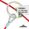 51yq67lsCKL._SL1000 Fall Protection Anchor Sling Cable - Climbing, Roof, Construction, Abrasion Resistant Galvanized PVC Coated Metal Connector Strap, 2 0 Rings, 6ft Long x 1/4in Thick, OSHA Compliant V8208606