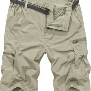 Mens Outdoor Casual Expandable Waist Lightweight Water Resistant Quick Dry Fishing Hiking Shorts