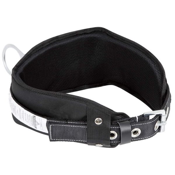 Fall Protection Safety Harness Restraint Belt with Padded Lumbar Support, 1 D-Ring, Black, XL, V8056014