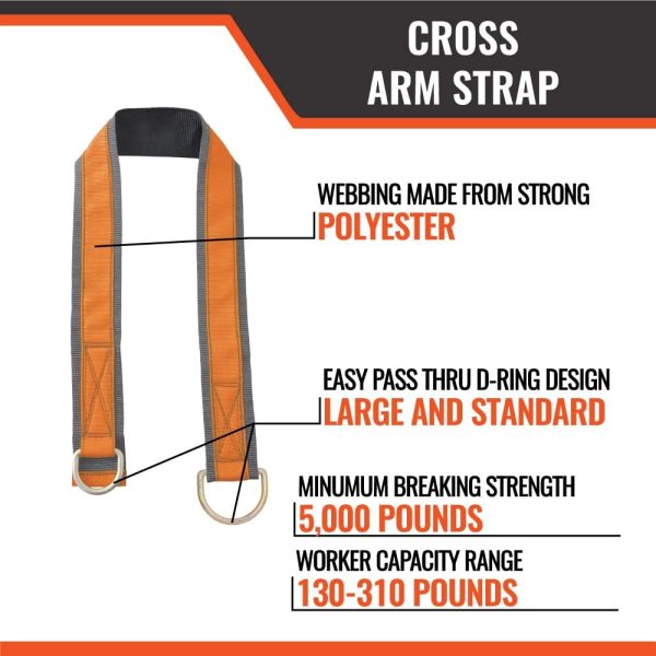 6' Cross Arm Strap, Fall Protection Beam Strap, D-Ring Safety Strap, Beamer, I-Beam & H-Beam Anchor Strap, Beam Straps Fall Protection, OSHA/ANSI Compliant