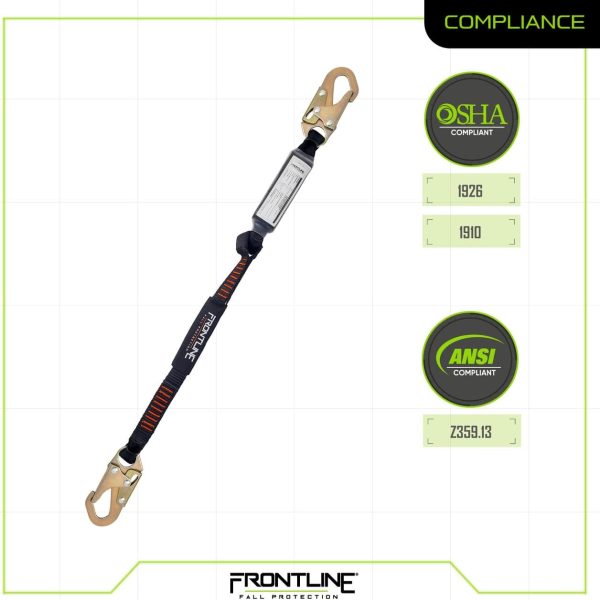611uwEWZLZL._AC_SL1280 LIS31S Combat™ 3 Single Leg Snaphook Lanyard with Internal Shock Absorber | Fall Arrest Restraint Protection Equipment Construction PPE Roofing Gear | OSHA and ANSI Compliant