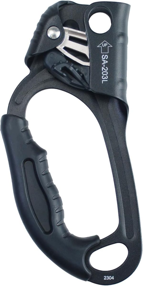 Hand Ascender CE Certified Strong Rappelling Gear Equipment with Ergonomic Rubber Handle for Rock Climbing Tree Arborist, Climbing Rescue Caving, Mountaineering, 8~13MM Rope, Right/Left Hand