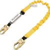 [2-Pack] 6-Foot Shock Absorber Stretchable Safety Lanyard with Double Snap Hook Connectors ANSI Z359.13-2013 Compliant Fall Protection Equipment