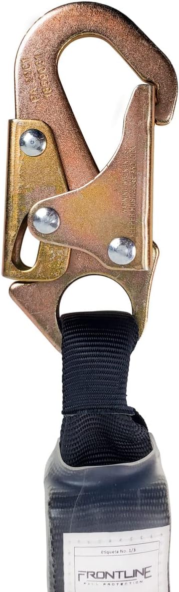 619hxZk700L._AC_SL1280 LIS31S Combat™ 3 Single Leg Snaphook Lanyard with Internal Shock Absorber | Fall Arrest Restraint Protection Equipment Construction PPE Roofing Gear | OSHA and ANSI Compliant