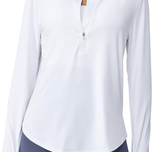 Womens UPF 50+ Sun Shirts Lightweight Golf Shirts Quick Dry Half Zip Workout Tops Running Hiking