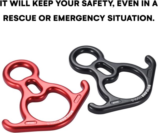 Descender Rappelling Gear - for Rescue Equipment, Rock Climbing, Ziplining, and Aerial Dance - Large Bent-Ear Belaying Device - Lightweight and Easy-to-Carry - Made with Aluminum