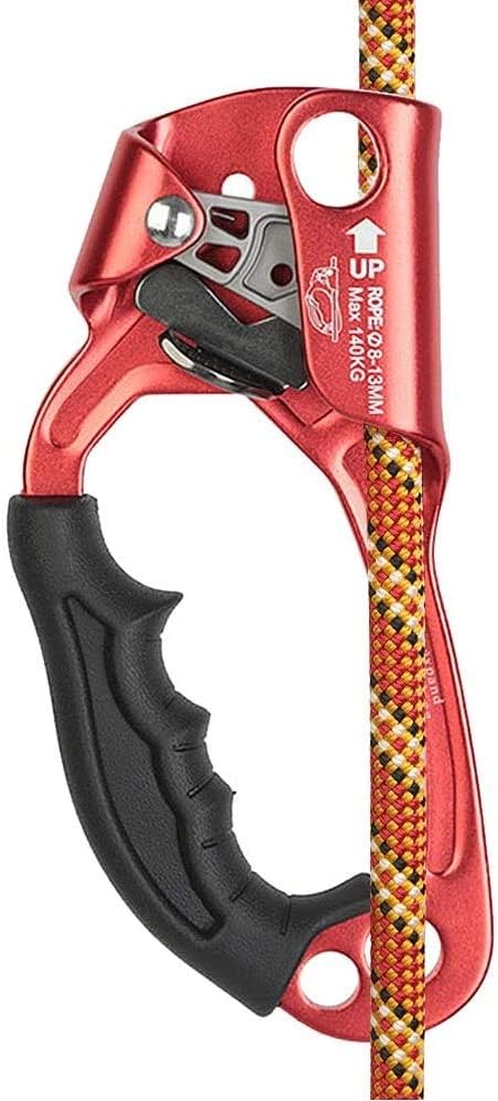Climbing Hand Ascender Aviation Light Alloy Mountaineering Rock Ergonomic Rappelling Gear Equipment Left Handled Ascender Arborist Tree Climber Rigging