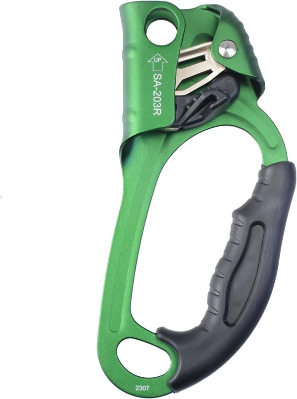 Hand Ascender CE Certified Strong Rappelling Gear Equipment with Ergonomic Rubber Handle for Rock Climbing Tree Arborist, Climbing Rescue Caving, Mountaineering, 8~13MM Rope, Right/Left Hand