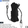 Climbing Rope 8(5/16in),10mm (3/8in), High Strength Accessory Cord Rope with 2 Steel Hooks, for Outdoor Rescue Rappelling Rope Down Cliffs ledges Safety Escape Tow strap Equipment(Black)
