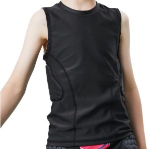 Youth Padded Football Shirt, Rib Protectors Kids Compression Shirt with Pads Basketball Protective Gear Rugby Tank Top