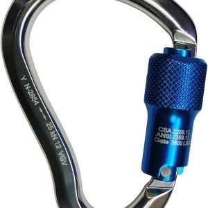 7435 4 3/5 inch Aluminum Carabiner, 25kN Auto Twist Lock Carabiner Clip, Construction, Tower Climbing, Utility Fall Protection Gear