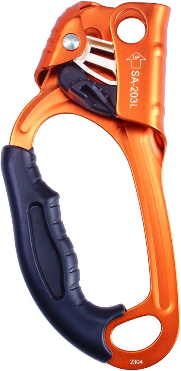 Hand Ascender CE Certified Strong Rappelling Gear Equipment with Ergonomic Rubber Handle for Rock Climbing Tree Arborist, Climbing Rescue Caving, Mountaineering, 8~13MM Rope, Right/Left Hand