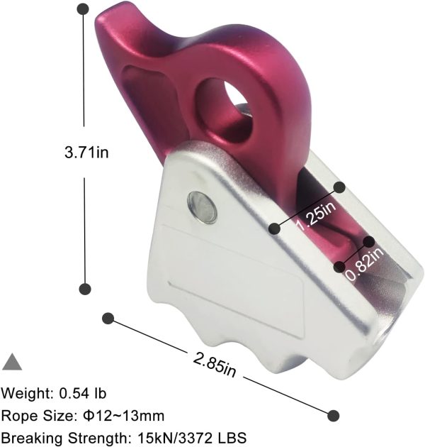 15kN Rope Grab,CE Certified Fall Arrestor Ascender, Flip Line Adjuster, Grip Clamp, Self-Locking Fall Protection Belay Device for Rock Climbing, Tree Arborist, Rescue, Fit for 11~13 MM Rope