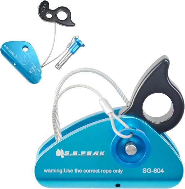 15kN Rope Grab,CE Certified Fall Arrestor Ascender, Flip Line Adjuster, Grip Clamp, Self-Locking Fall Protection Belay Device for Rock Climbing, Tree Arborist, Rescue, Fit for 12~13 MM Rope