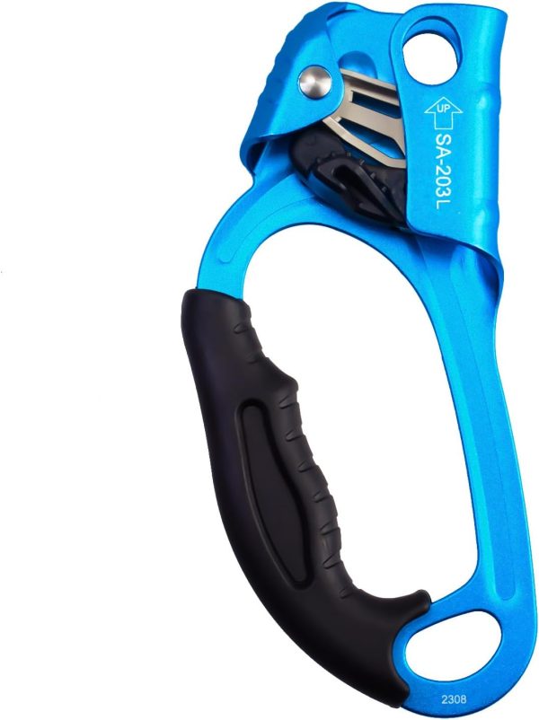 Hand Ascender CE Certified Strong Rappelling Gear Equipment with Ergonomic Rubber Handle for Rock Climbing Tree Arborist, Climbing Rescue Caving, Mountaineering, 8~13MM Rope, Right/Left Hand