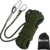 Climbing Rope 8(5/16in),10mm (3/8in), High Strength Accessory Cord Rope with 2 Steel Hooks, for Outdoor Rescue Rappelling Rope Down Cliffs ledges Safety Escape Tow strap Equipment(Black)