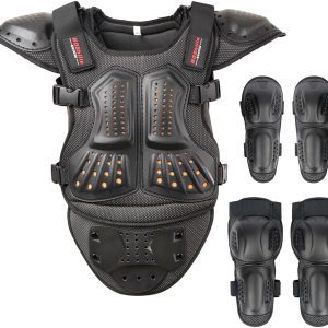 Dirt Bike Vest Suit Knee Eblow Protector for Kids,Chest Back Protector for Ski Skating Cycling Motocross MTB ATV