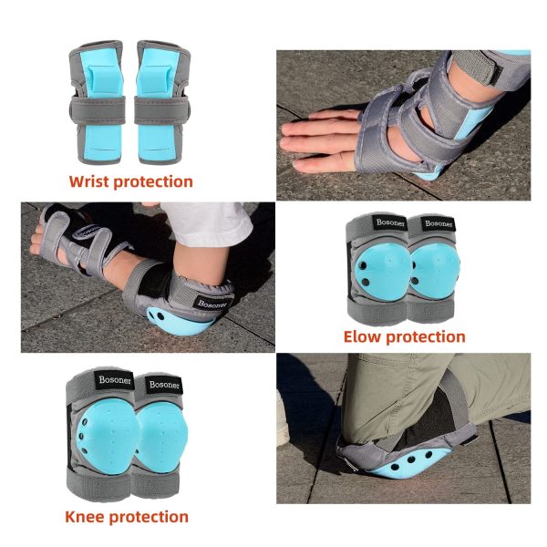 Roller and Skating Pads for Kids-Youth-Adults: Knee Pads and Elbow Pads and Wrist Guards Set - Large Size for Adults