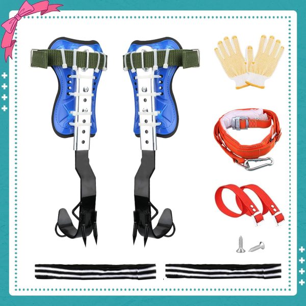 Tree Climbing Spike Set Safety Adjustable Belt Lanyard Rope Rescue Belt 2 Gears