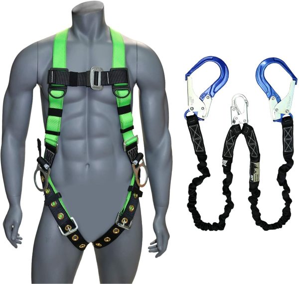 Universal Full-Body Fall Protection Safety Harness w/ 3 D-Rings and Tongue Buckle Legs