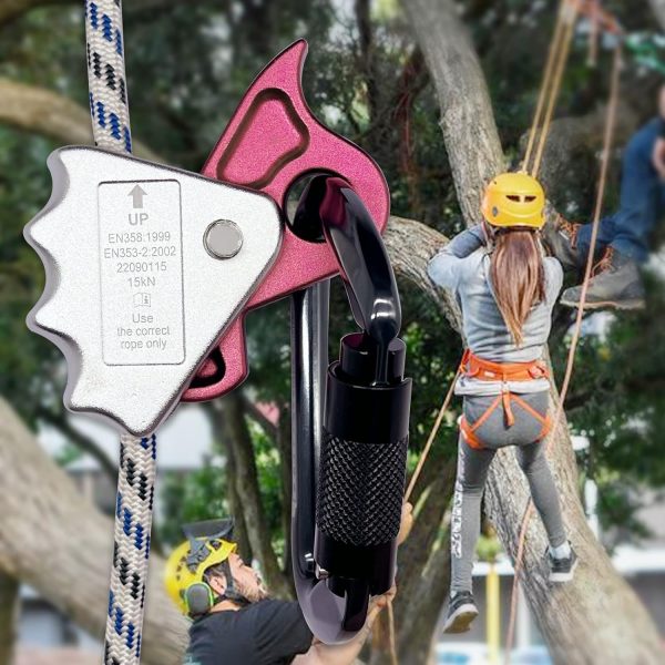 15kN Rope Grab,CE Certified Fall Arrestor Ascender, Flip Line Adjuster, Grip Clamp, Self-Locking Fall Protection Belay Device for Rock Climbing, Tree Arborist, Rescue, Fit for 11~13 MM Rope