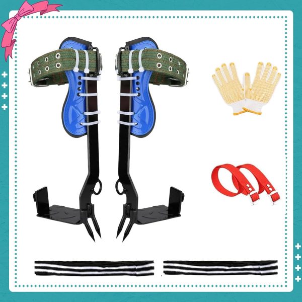 Tree Climbing Spike Set Safety Adjustable Belt Lanyard Rope Rescue Belt 2 Gears