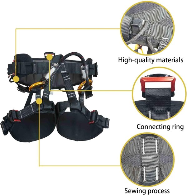 Climbing Harness, Half Body Tree Climbing Harness Men,Thicken Widen Protect Waist Safety Harness for Arborist Harness,Working Rescuing at Height Safety Belt Harness