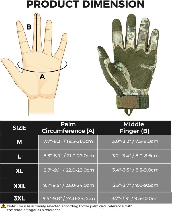 Tactical Gloves for Men, Touchscreen Motorcycle Gloves with Hard Shell & Palm Padding for Sports Motorcycle Cycling Tactical Airsoft Paintball Hunting Hiking Camping Climbing