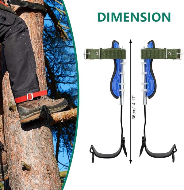 Tree Climbing Spike Set Safety Adjustable Belt Lanyard Rope Rescue Belt 2 Gears