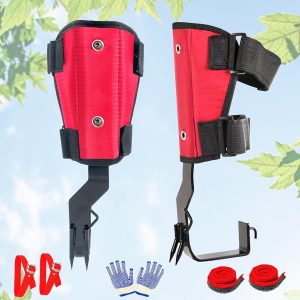 Tree Climbing Spikes Set, 2 Gears and Widening pedal, Upgraded Tree Climbing Spikes with Canvas adhesive style，Tree climbing gear tool for Climbing Trees, Picking Fruit, Tree Trimming,Hunting(red)