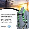 Universal Full-Body Fall Protection Safety Harness w/ 3 D-Rings and Tongue Buckle Legs