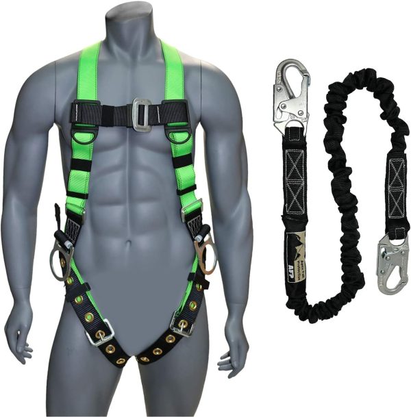Universal Full-Body Fall Protection Safety Harness w/ 3 D-Rings and Tongue Buckle Legs