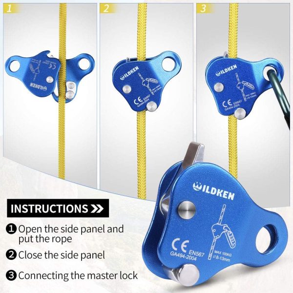 Climbing Ascender Fall Protection Belay Device Climbing Rope Grab for Rock Climbing Mountaineering Tree Arborist Expedition Caving Rescue Aerial Work