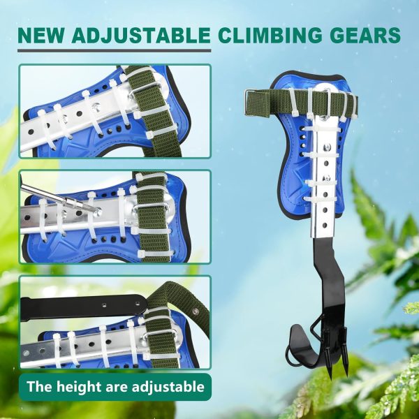 Tree Climbing Spike Set Safety Adjustable Belt Lanyard Rope Rescue Belt 2 Gears