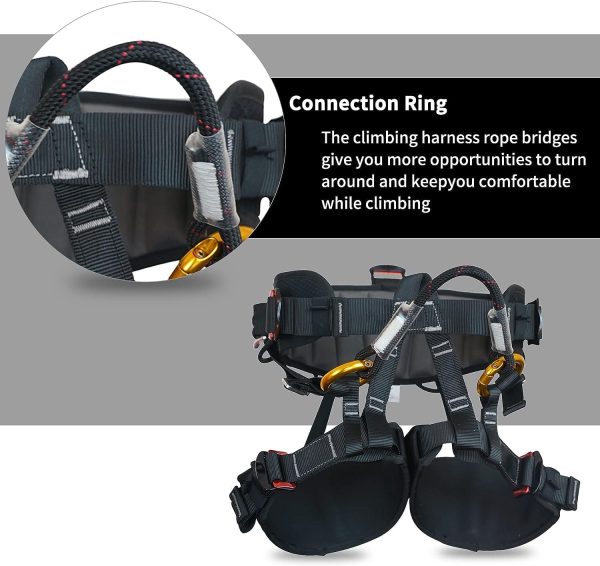 Climbing Harness, Half Body Tree Climbing Harness Men,Thicken Widen Protect Waist Safety Harness for Arborist Harness,Working Rescuing at Height Safety Belt Harness