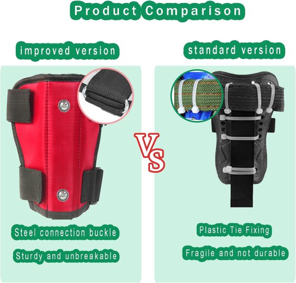 Tree Climbing Spikes Set, 2 Gears and Widening pedal, Upgraded Tree Climbing Spikes with Canvas adhesive style，Tree climbing gear tool for Climbing Trees, Picking Fruit, Tree Trimming,Hunting(red)