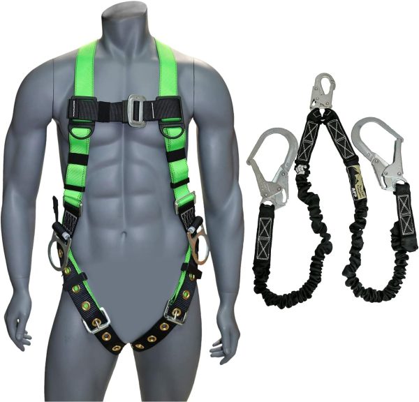Universal Full-Body Fall Protection Safety Harness w/ 3 D-Rings and Tongue Buckle Legs