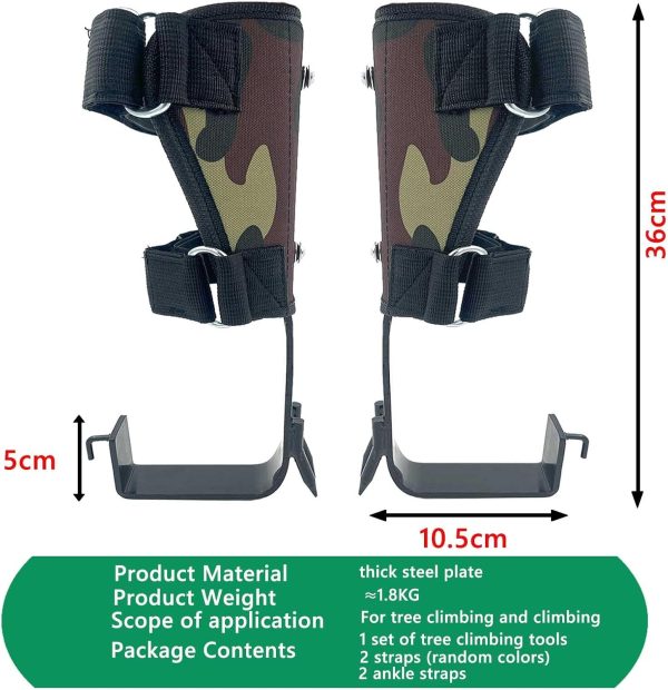Tree Climbing Spikes Set, Tree Climbing Gears 2 Claws and Widening pedal, Camouflage green Tree Climbing Tool Set，Tree Climbing Kit for Climbing Trees, Picking Fruit, Tree Trimming,Hunting