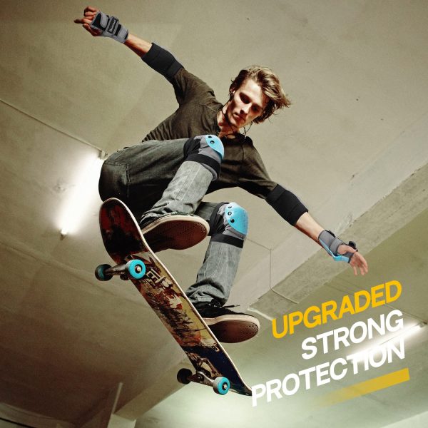 Roller and Skating Pads for Kids-Youth-Adults: Knee Pads and Elbow Pads and Wrist Guards Set - Large Size for Adults