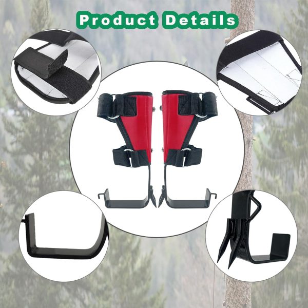 Tree Climbing Spikes Set, 2 Gears and Widening pedal, Upgraded Tree Climbing Spikes with Canvas adhesive style，Tree climbing gear tool for Climbing Trees, Picking Fruit, Tree Trimming,Hunting(red)