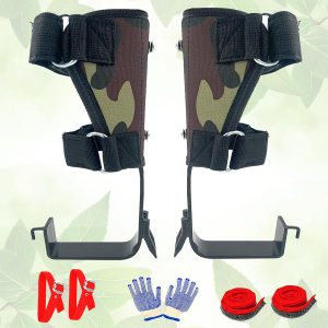 Tree Climbing Spikes Set, Tree Climbing Gears 2 Claws and Widening pedal, Camouflage green Tree Climbing Tool Set，Tree Climbing Kit for Climbing Trees, Picking Fruit, Tree Trimming,Hunting