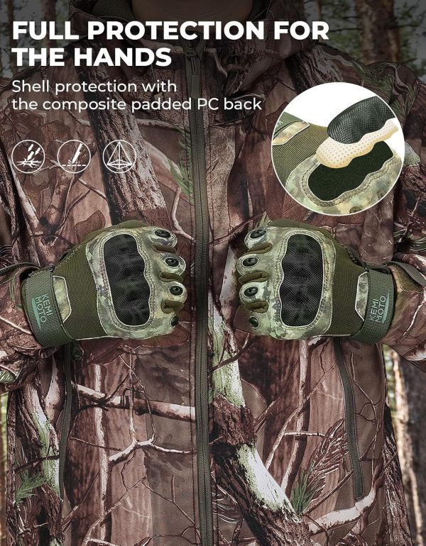 Tactical Gloves for Men, Touchscreen Motorcycle Gloves with Hard Shell & Palm Padding for Sports Motorcycle Cycling Tactical Airsoft Paintball Hunting Hiking Camping Climbing