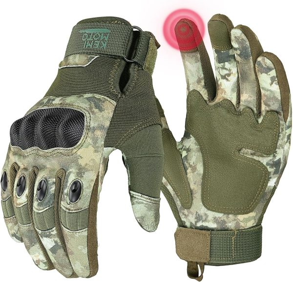 Tactical Gloves for Men, Touchscreen Motorcycle Gloves with Hard Shell & Palm Padding for Sports Motorcycle Cycling Tactical Airsoft Paintball Hunting Hiking Camping Climbing