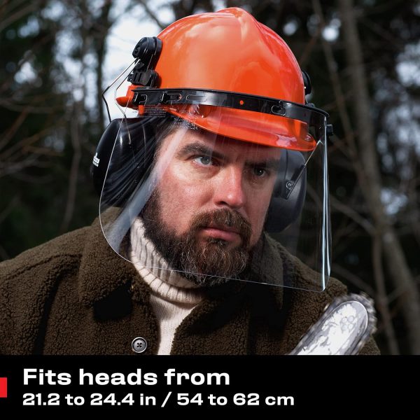 6-in-1 Industrial Chainsaw Helmet with Face Shield and Ear Muffs - Includes a Mesh Chainsaw Face Shield & a Clear Plastic Face Visor - ANSI Z89.1 Certified Forestry Helmet or Arborist Helmet