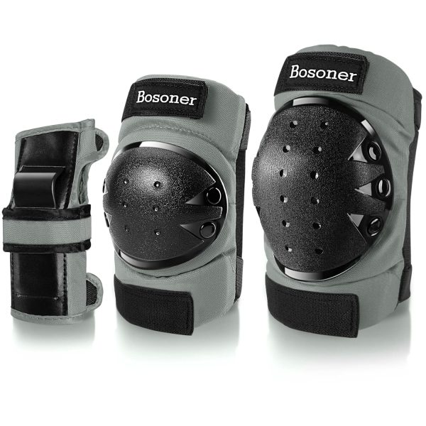 Roller and Skating Pads for Kids-Youth-Adults: Knee Pads and Elbow Pads and Wrist Guards Set - Large Size for Adults